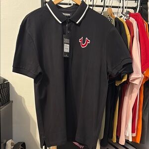 True Religion Black Polo with White Trim